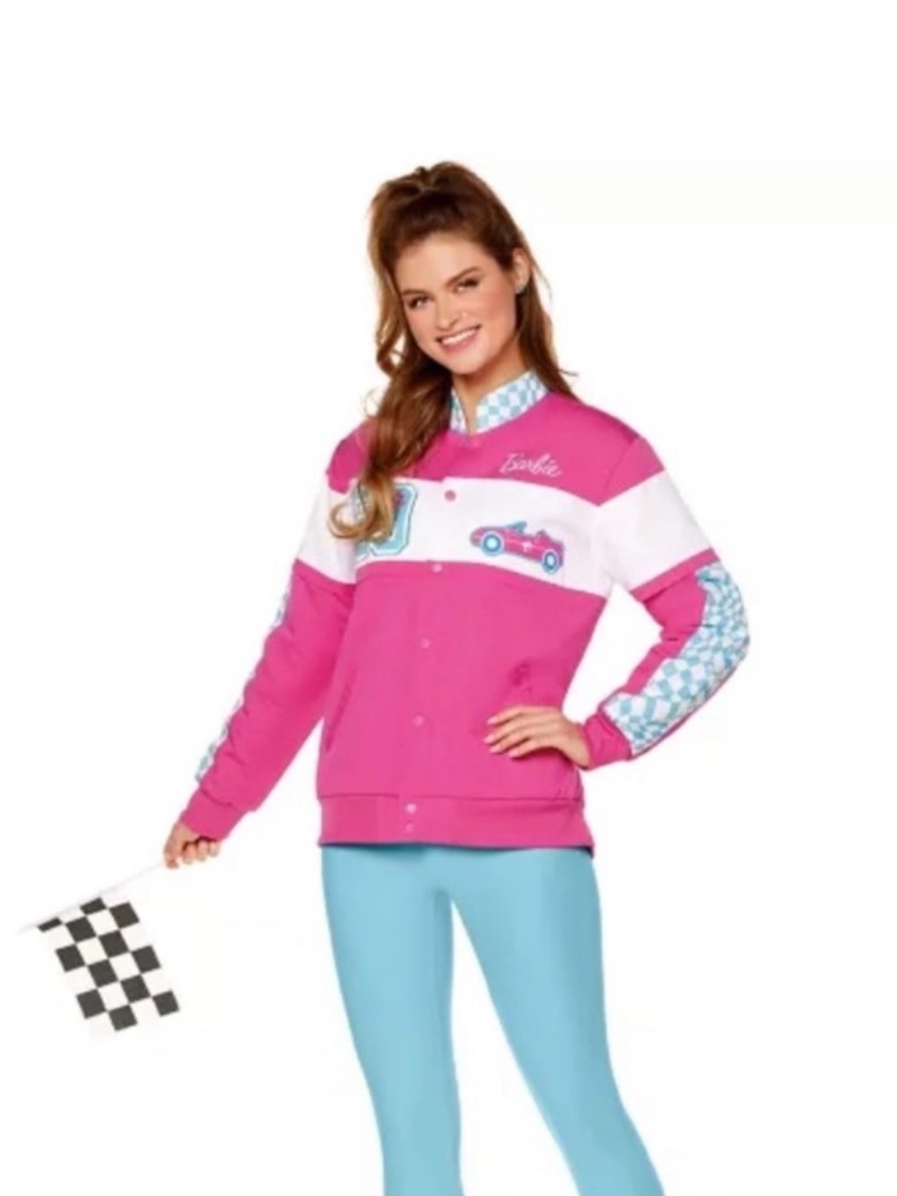 Spirit Halloween Barbie Hot Pink & White Retro Jacket with Blue Accents - Picture 3 of 5
